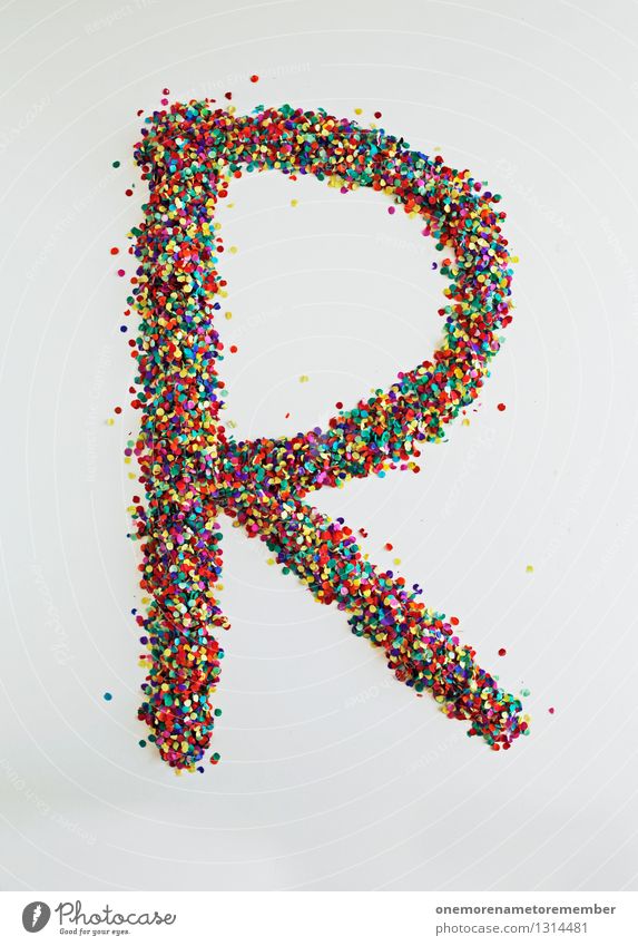 R wie: retro Art Work of art Esthetic Letters (alphabet) Typography Confetti Creativity Design Design studio Design museum Many Patch of colour Fashioned