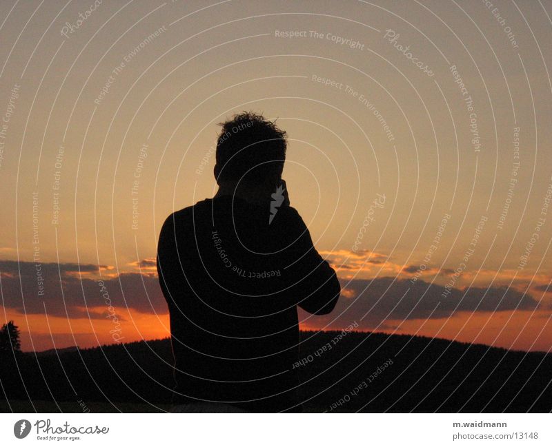 the photographer and his motif Photographer Silhouette Clouds Twilight Man Camera Shadow Sun Evening Mountain Sunset