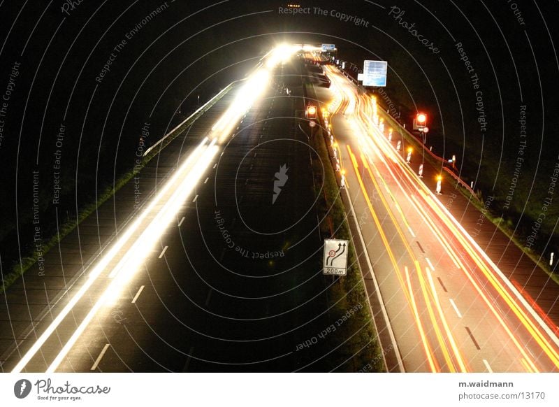 night construction site 4 Highway Car Truck Night Dark Construction site Transport Long exposure Exposure Signs and labeling Street Light Lamp