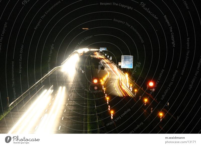 night construction site Highway Car Truck Night Dark Construction site Transport Long exposure Exposure Signs and labeling Street Light Lamp