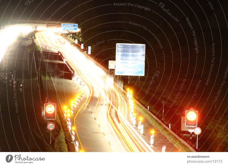 night construction site 3 Highway Car Truck Night Dark Construction site Transport Long exposure Exposure Signs and labeling Street Light Lamp