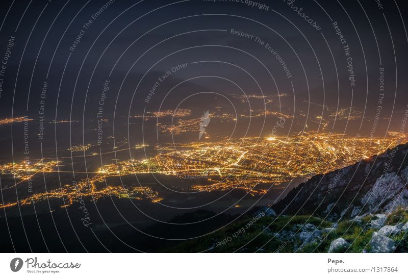 Innsbruck by night Town Cool (slang) Beautiful Blue mountains Austria Alps Multicoloured Exterior shot Night Panorama (View)