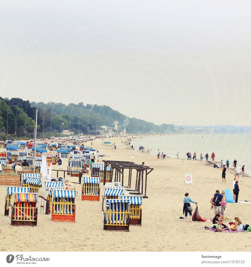 Timmendorfer Beach Relaxation Nature Landscape Sand Summer Beautiful Clouds Haze Timmendorf beach Baltic Sea Beach chair To go for a walk Ocean Germany Blue