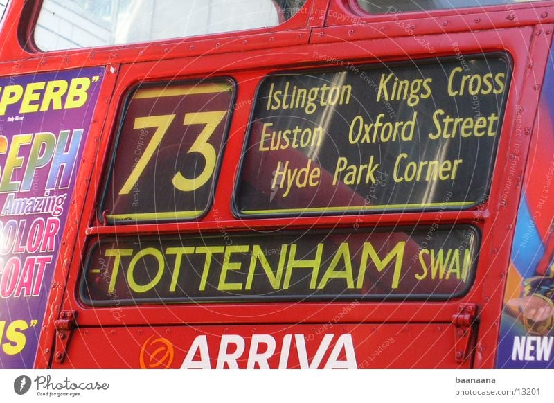 England Bus South Tottenham Transport Red Bus Lanes & trails Display