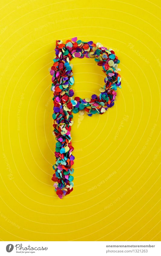 P Art Work of art Esthetic Party Paper Break Places Card Letters (alphabet) Typography Yellow Design Creativity Design studio Confetti Colour photo