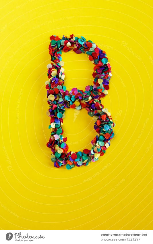 B Art Esthetic b Berlin Letters (alphabet) Typography Yellow Creativity Design Many Confetti Mosaic Colour photo Multicoloured Interior shot Experimental