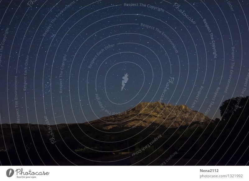 Sainte Victoire by night III Environment Nature Landscape Earth Air Sky Cloudless sky Night sky Stars Climate Beautiful weather Mountain Threat Famousness Dark