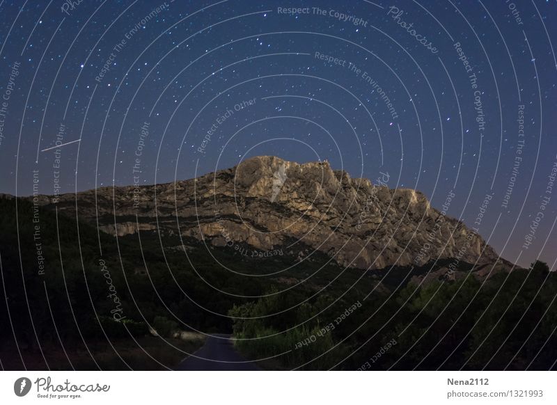 Sainte Victoire by night II Environment Nature Landscape Earth Sky Cloudless sky Night sky Stars Beautiful weather Mountain Famousness Dark Fantastic Infinity