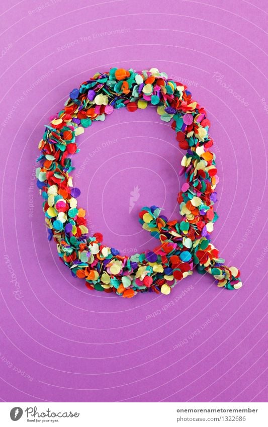 Q Art Work of art Esthetic q Letters (alphabet) Typography Alphabetical Violet Many Point Mosaic Confetti Home-made Design Creativity Idea Colour photo