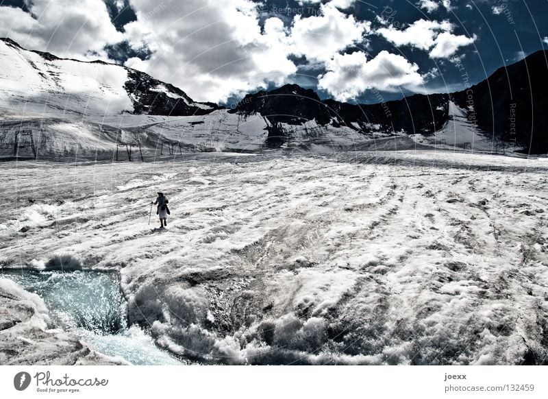 Once upon a time ... Melt Thaw Nightmare Austria Brook Dramatic Loneliness Iceberg Blue Cold Frozen water Narrow Climate change Damp Glacier Glacier ice