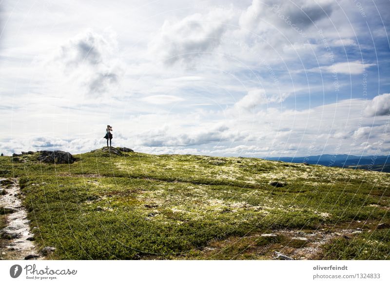 Norway IV - Rondane Nasjonalpark Vacation & Travel Trip Adventure Far-off places Freedom Mountain Hiking Young woman Youth (Young adults) 1 Human being