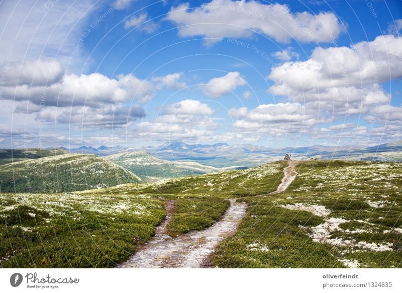 Rondane National Park III Trip Adventure Far-off places Freedom Mountain Hiking Environment Nature Landscape Sky Clouds Horizon Beautiful weather Meadow Hill