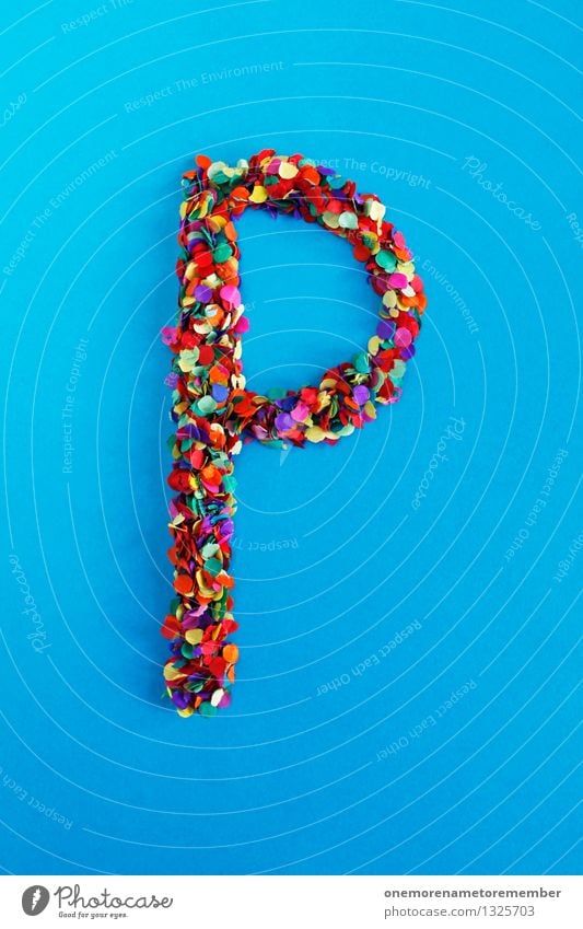 P Art Esthetic Letters (alphabet) Typography Alphabetical Blue Confetti Multicoloured Creativity Idea Design Many Point Colour photo Interior shot Experimental