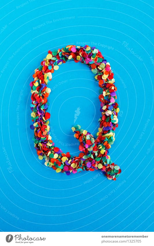 Q Art Work of art Esthetic q Letters (alphabet) Typography Alphabetical Confetti Many Point Multicoloured Design Creativity Idea Colour photo Interior shot