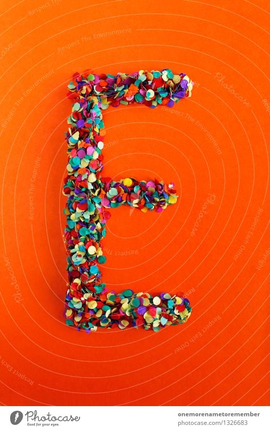 e Art Work of art Esthetic Letters (alphabet) Typography Alphabetical Orange-red Creativity Idea Confetti Design Colour photo Multicoloured Interior shot Detail