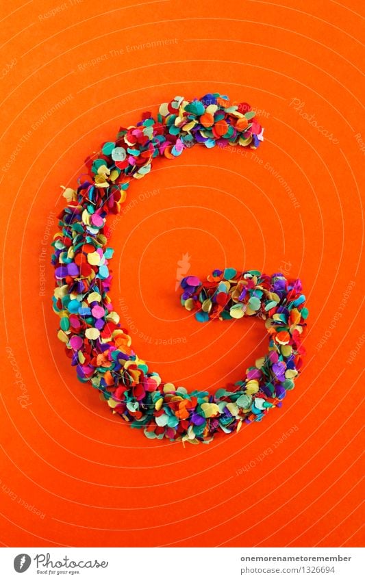 g Art Work of art Esthetic Letters (alphabet) Typography Latin alphabet Orange-red Creativity Idea Design Confetti Multicoloured Colour photo Interior shot