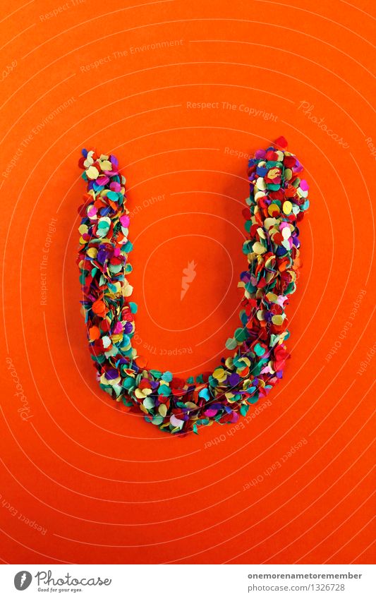 U Art Work of art Esthetic Letters (alphabet) Typography Alphabetical Orange Red Confetti Creativity Idea Design Colour photo Multicoloured Interior shot