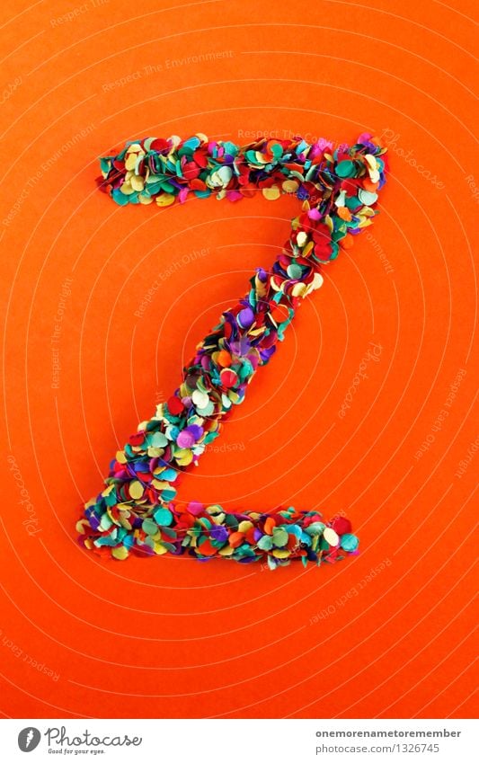 Z Art Work of art Esthetic Letters (alphabet) Typography Alphabetical Red Orange Confetti Creativity Idea Design Colour photo Multicoloured Interior shot