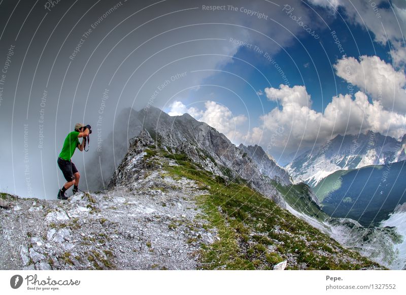 Go out Rain Alps Mountain Peak Green Freedom Austria Photographer Take a photo In transit Day Panorama (View)