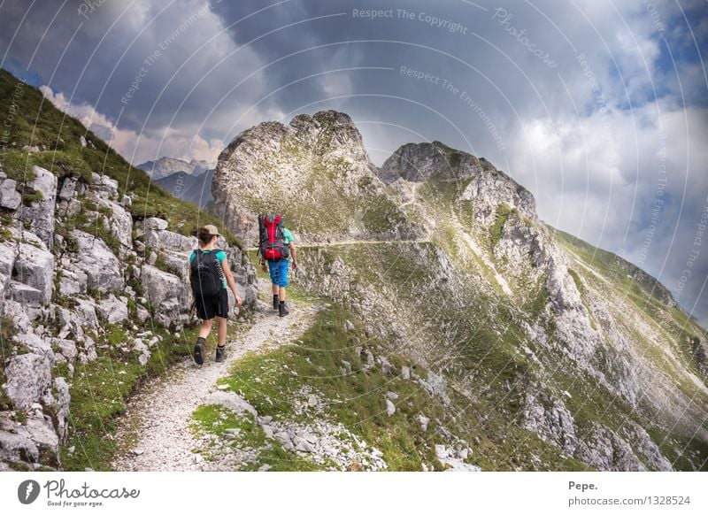 mountain path Mountain Hiking Human being Nature Dream Green Innsbruck Austria tour Colour photo