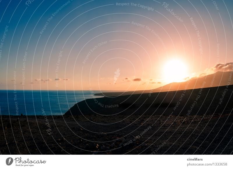 Sunset at Faro de Punta Jandia Nature Landscape Earth Sky Clouds Sunrise Summer Beautiful weather Rock Mountain Coast Beach Bay Ocean Island Discover Relaxation