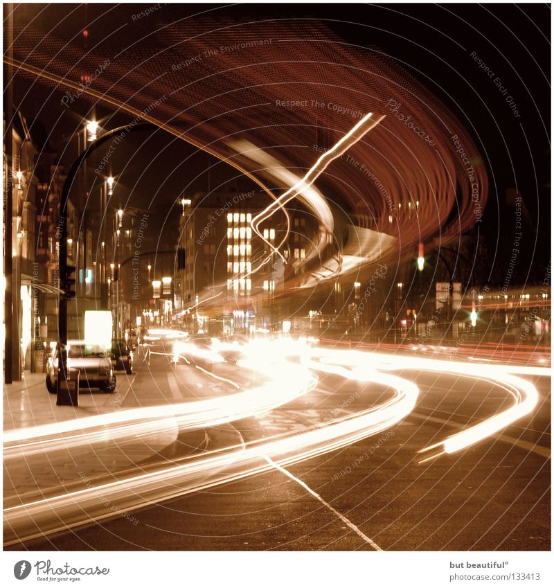 timeless Time Night Long exposure Alster Light Fleeting Impression Transport Timeless Speed Haste Hamburg Bus