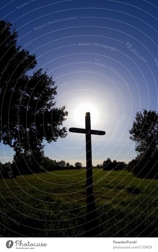 Altmühlsee Cross Summer Sun Back Tree Meadow Lake Deserted Church Crucifix Blue Green Peace Middle Franconia Bavaria altmühlsee muhr at the lake Belief