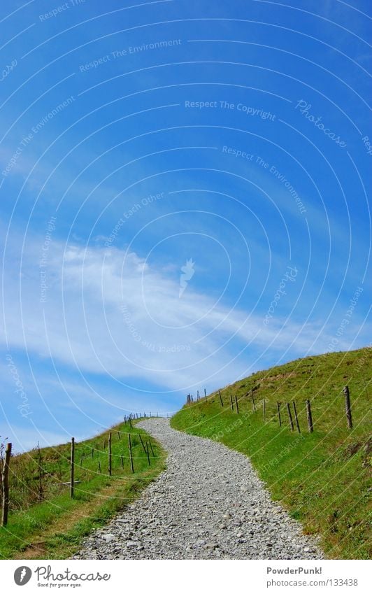 Off to heaven Kleinwalsertal Horizon Hiking Mountaineering Meadow Summer Summer vacation Clouds Fence 2008 Austria Allgäu Playing Lanes & trails Climbing August