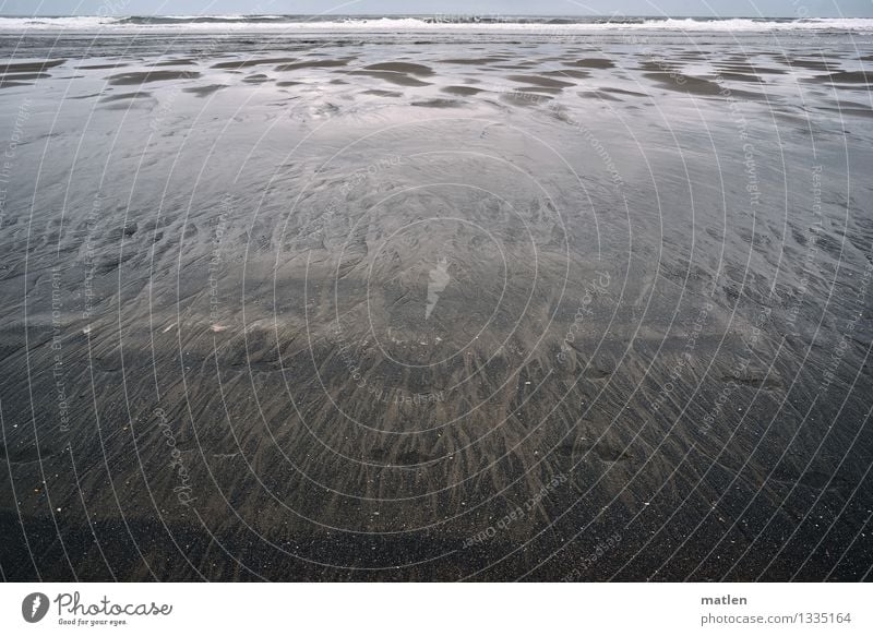 low water Nature Landscape Sand Water Horizon Weather Bad weather Waves Coast Beach Ocean Deserted Natural Blue Brown Gray Structures and shapes Pattern Flow