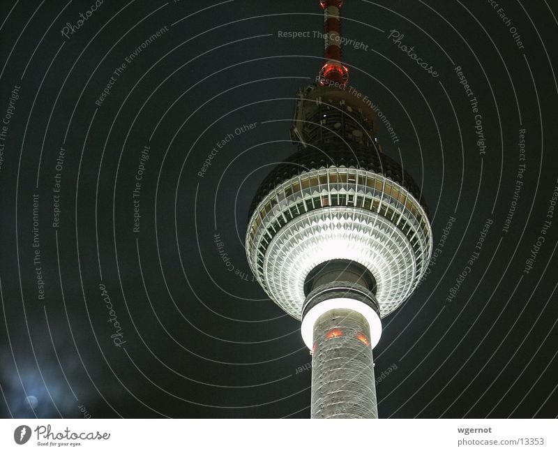 Berlin Television Tower Alexanderplatz Night Moonlight Architecture Berlin TV Tower