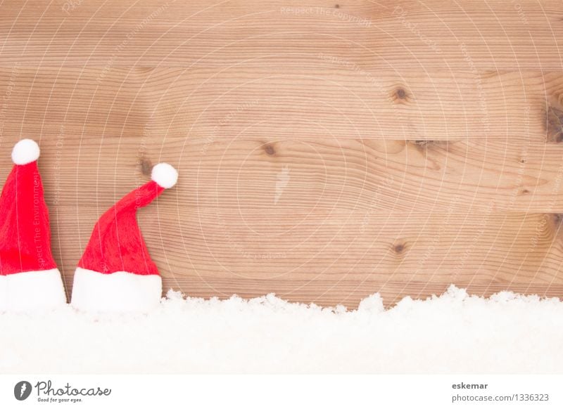 Christmas! Feasts & Celebrations Christmas & Advent Santa Claus Winter Snow Cap Santa's cap Wood Brown Red White Esthetic Background picture Colour photo