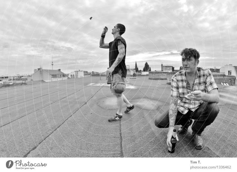 Men's Human being Masculine Young man Youth (Young adults) Man Adults 2 30 - 45 years 45 - 60 years Berlin Roof Tourist Attraction Landmark Berlin TV Tower