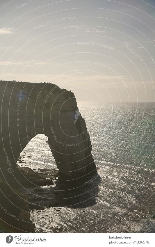 Étretat Water Sunlight Beautiful weather Rock Canyon Coast Bay Ocean Looking Far-off places Free Gigantic Large Maritime Natural Above Calm Longing Wanderlust