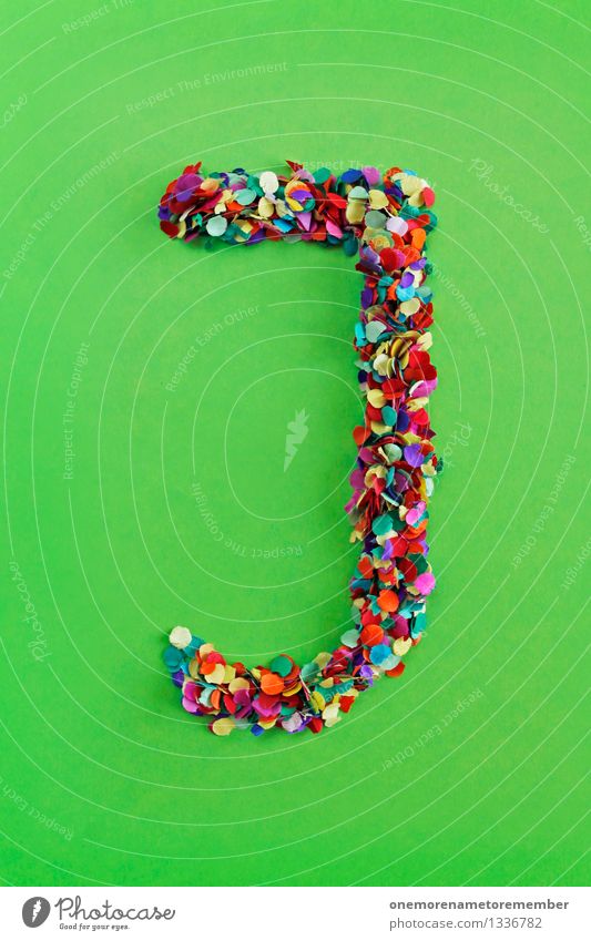 J Art Work of art Esthetic Letters (alphabet) Bilious green Typography Design Creativity Confetti Point Many Colour photo Multicoloured Interior shot