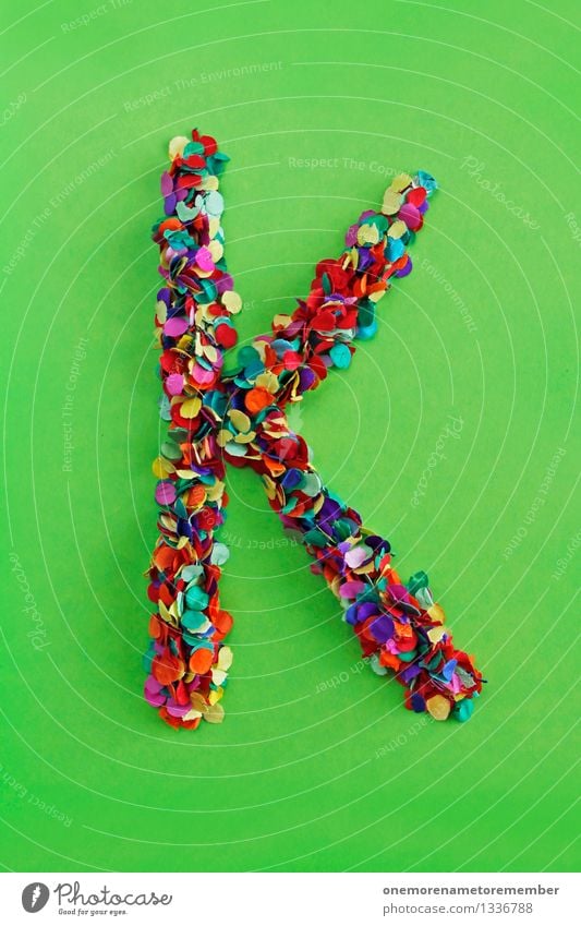 K Art Work of art Esthetic Letters (alphabet) Typography Alphabetical Characters Confetti Creativity Design Bilious green Colour photo Multicoloured