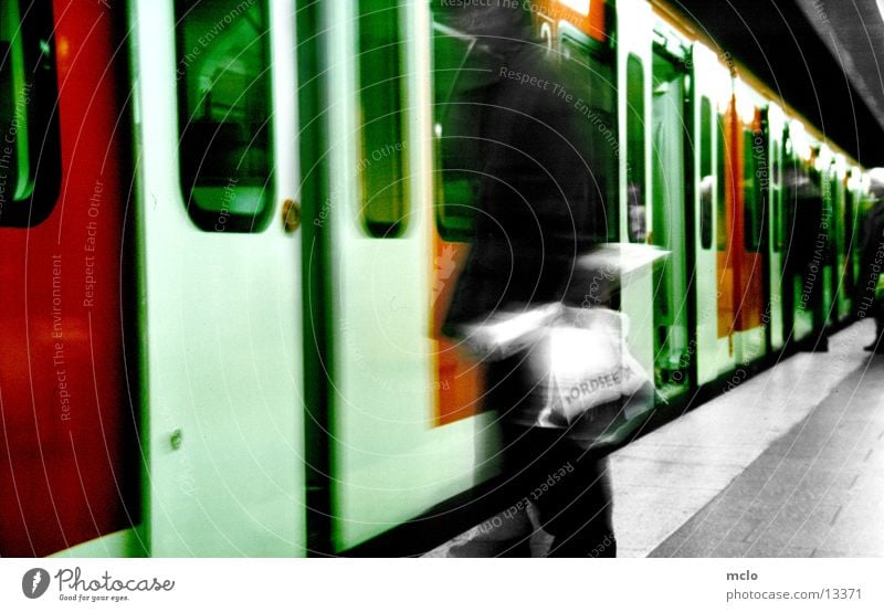 urban railway platform Commuter trains Get in Plastic bag Railroad Transport Station