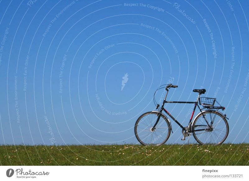 Break...! Langeoog Flood Gale Low tide Dike Coast Physics Green Grass Meadow Alpine pasture Bicycle Vacation & Travel Clouds White Absorbent cotton Wool