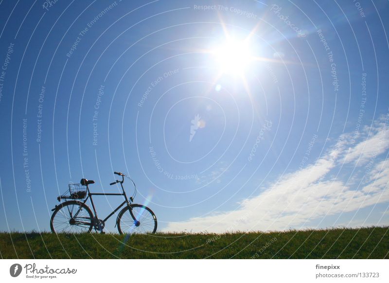 ...with the bike there...! Langeoog Flood Gale Low tide Dike Coast Physics Green Grass Meadow Alpine pasture Bicycle Vacation & Travel Clouds White