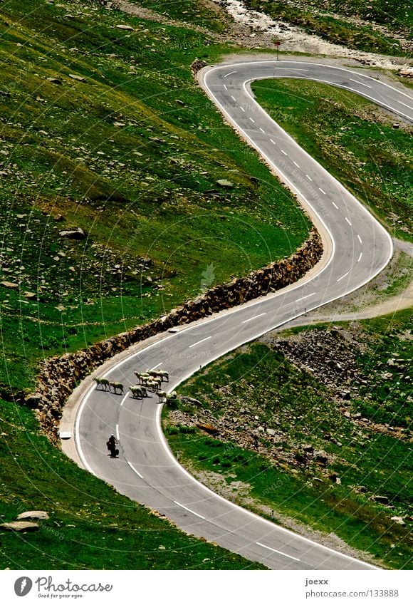 waiting loop Stop Stay Going Downward Upward Motorcyclist Barrier Block Passage Narrow Lane markings Driving Driver Yawn Winding Slope Curve Boredom Slowly