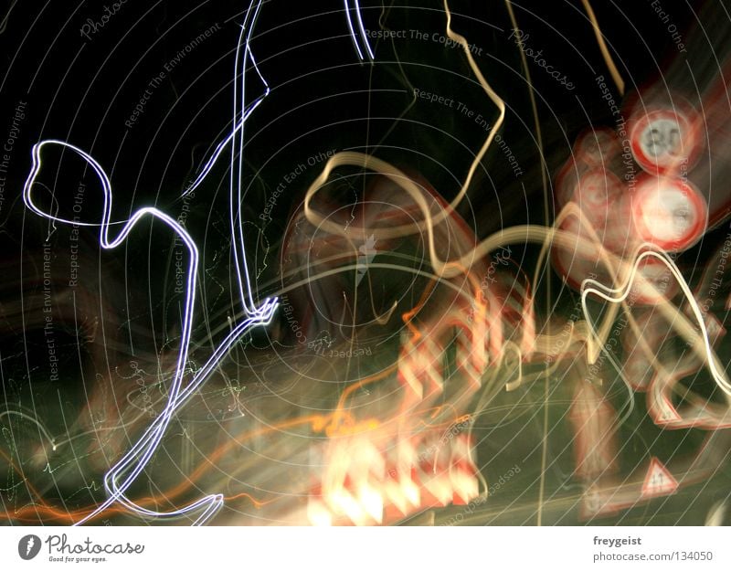 chaos theory Chaos Light Night Theory Muddled Multicoloured Transport Road sign Signs and labeling Traffic infrastructure Colour Alcohol-fueled Adjectives