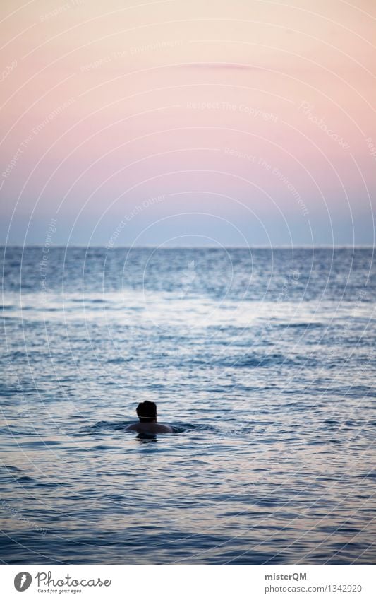 Guy. Art Esthetic Swimming & Bathing Freedom Far-off places Light heartedness Ocean Mediterranean sea Relaxation Wellness Vacation & Travel Vacation photo