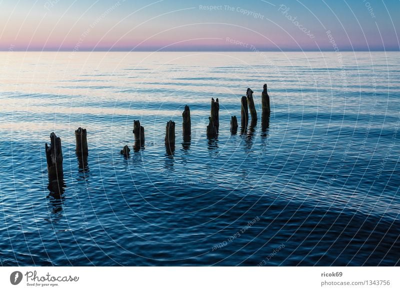 Stage at the Baltic Sea coast Vacation & Travel Beach Ocean Nature Landscape Water Clouds Coast Old Blue Romance Idyll Calm Tourism Break water