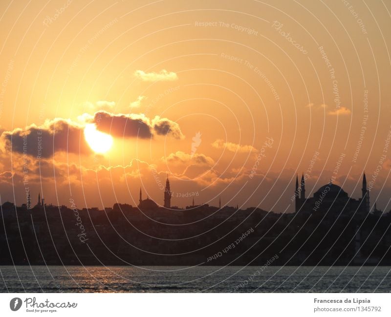 sea of clouds Far-off places City trip Summer Sun Ocean Architecture Istanbul Turkey Port City Old town Skyline Harbour Tower Mosque Minaret Hagia Sophia