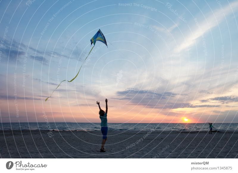 On the Beach II Art Esthetic Wind Go up Gust of wind Leisure and hobbies Playing Effortless Kite Hang gliding Vacation & Travel Freedom Ease Together