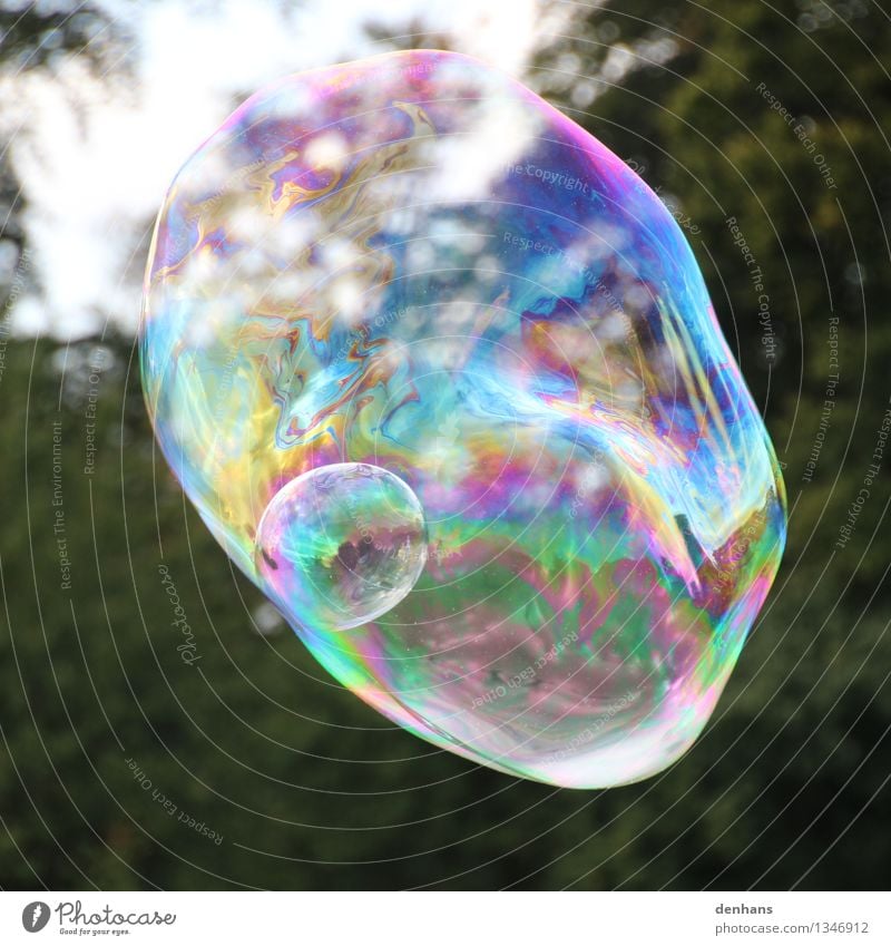 Soap bubble in soap bubble Joy Calm Meditation Playing Kindergarten Art Artist Street art Water Touch Movement Flying Fantastic Beautiful Multicoloured