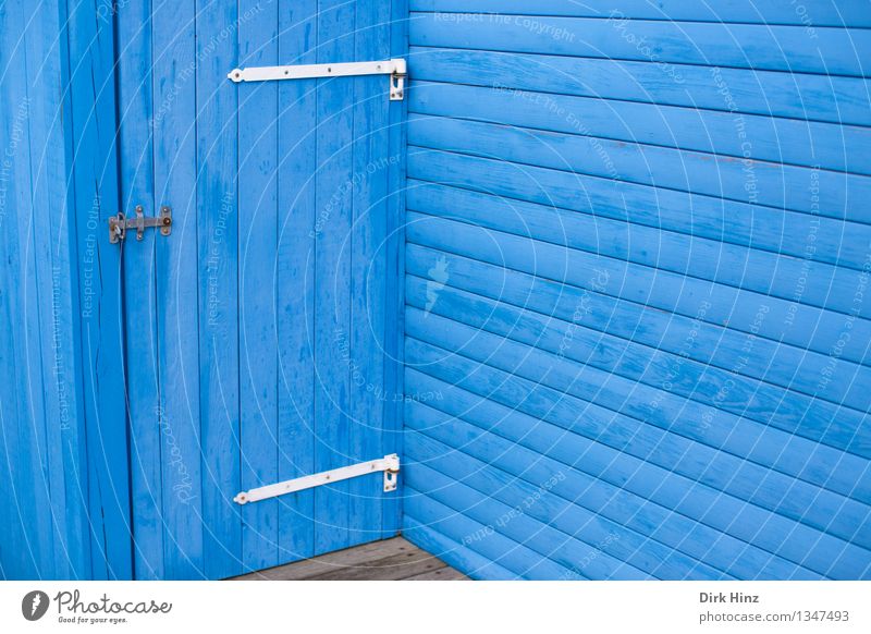 blue corner Vacation & Travel Hut Manmade structures Building Architecture Wall (barrier) Wall (building) Facade Terrace Door Wood Line Blue Denmark Scandinavia