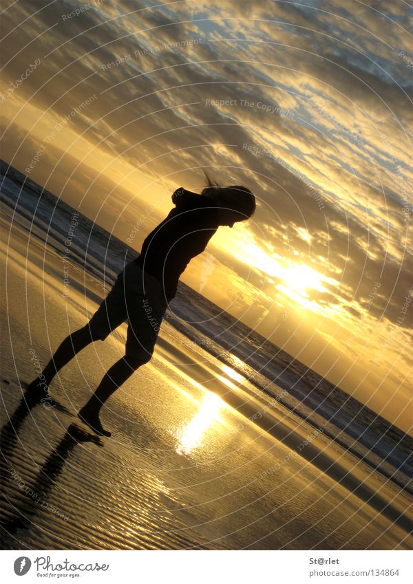 In thought Fuerteventura Atlantic Ocean Vacation & Travel Sunset Light Dark Beach Calm Exterior shot Full-length Concentrate Island Freedom Sand Joy