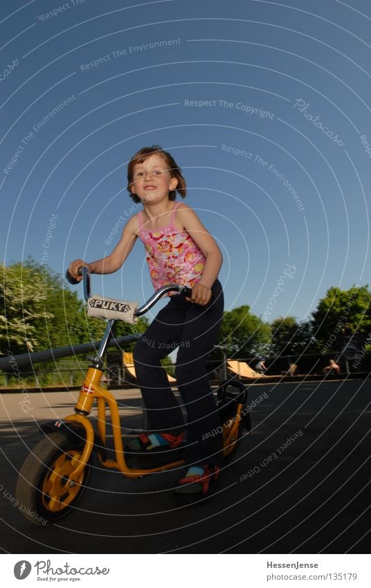 Person 42 Hope Child Playground Girl Driving Mobility Environmental protection Tree Summer Joy Playing Sky Happy Scooter