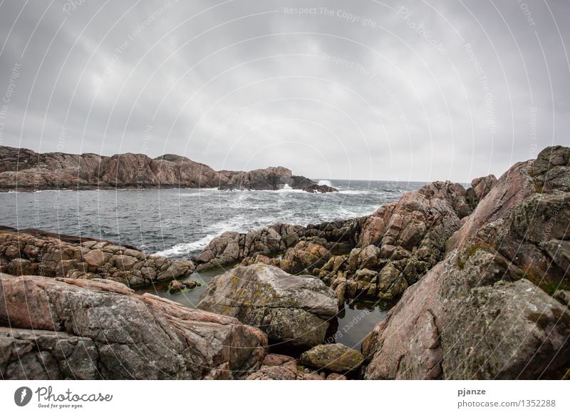 coastal Adventure Far-off places Camping Beach Ocean Waves Hiking Nature Landscape Water Clouds Autumn Bad weather Wind Gale Rain Rock Coast Bay Fjord Island