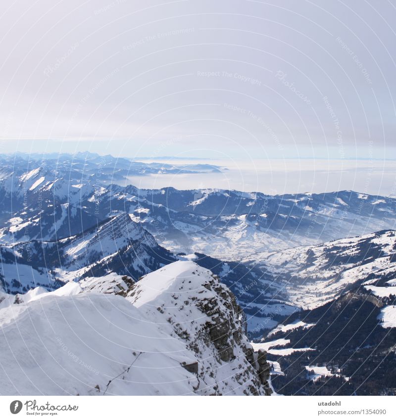 As far as the eye can see Winter Snow Winter vacation Mountain Hiking Nature Landscape Sky Clouds Horizon Beautiful weather Alps Peak Snowcapped peak Infinity